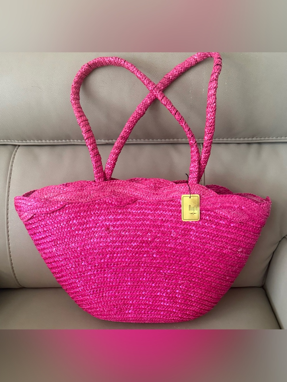 2-day sale $25 NWT Magic Vibrant Pink Woven Tote Braided Shoulder Handle